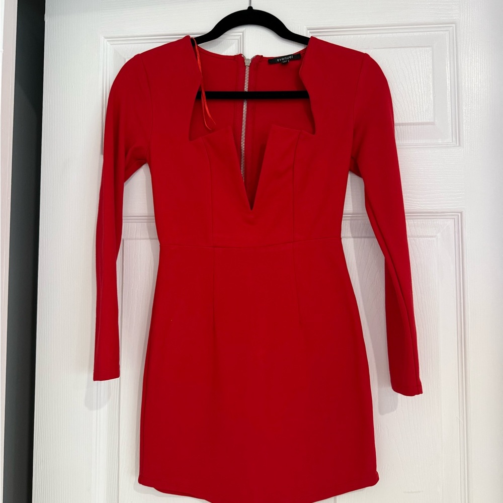 Chic Long Sleeve Red Dress